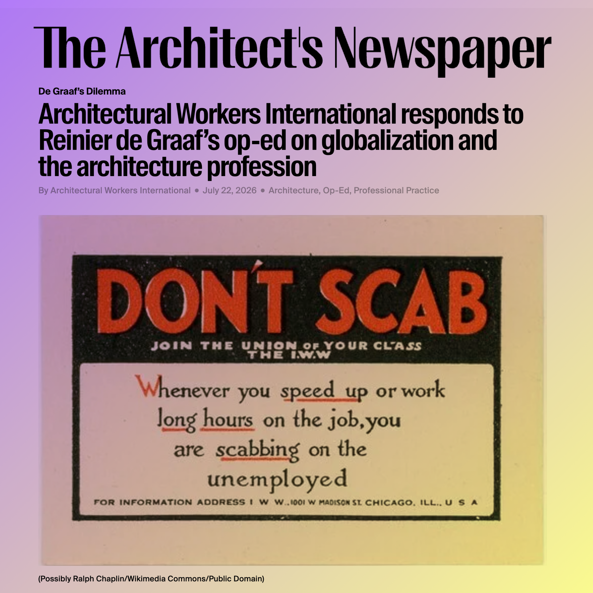 AWI Responds to de Graaf’s Op-Ed on Globalization and the Profession